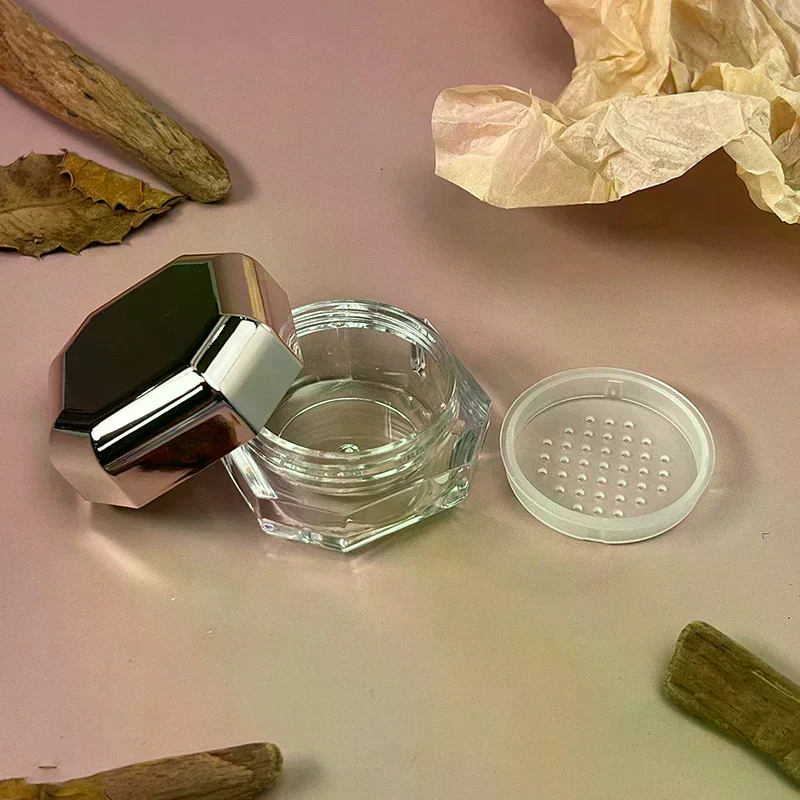 1Pcs 8g Mini Powder Box Portable Plastic Empty Loose Powder Container With Sieve Cosmetic Jar Travel Make Up Accessories