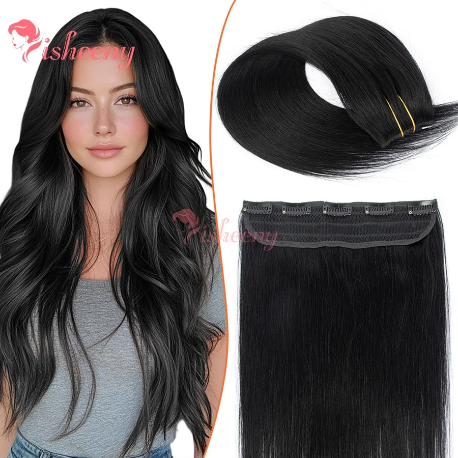 

Isheeny, 14-22 дюйма, цельный зажим для волос, 40-60 г, 5 зажимов для наращивания человеческих волос, цельный зажим 3/4 на всю голову