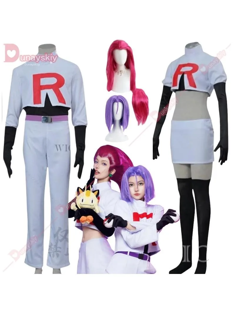 Anime przebranie na karnawał dla dorosłych zespołu rakiety Jessie Musashi James Kojirou kostium Cosplay na Halloween komplet akcesoriów do gier — 2