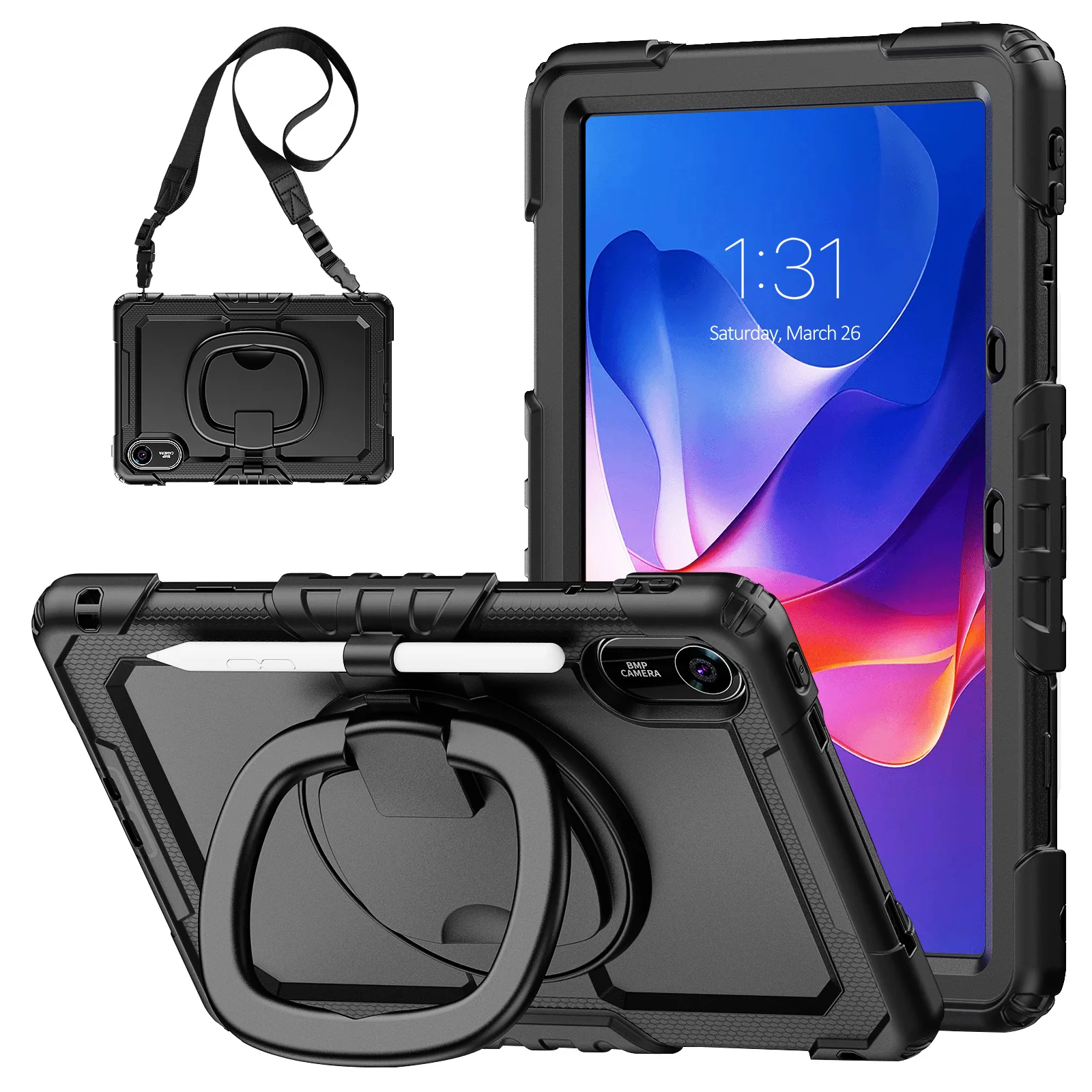 

Heavy Duty Rugged Protective Case 360° Rotating Kickstand & Handle Grip,Shoulder Strap For Xiaomi Redmi Pad 2 2025 11 inch