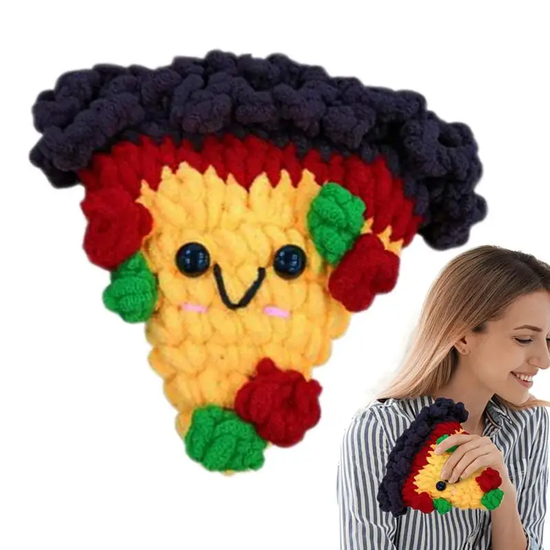 

Inspiring Pizza Crochet Interesting Knitted Pizza Doll Funny Knitted Pizza Toy With Positive Card Soft Knitted Inspire Inspiring
