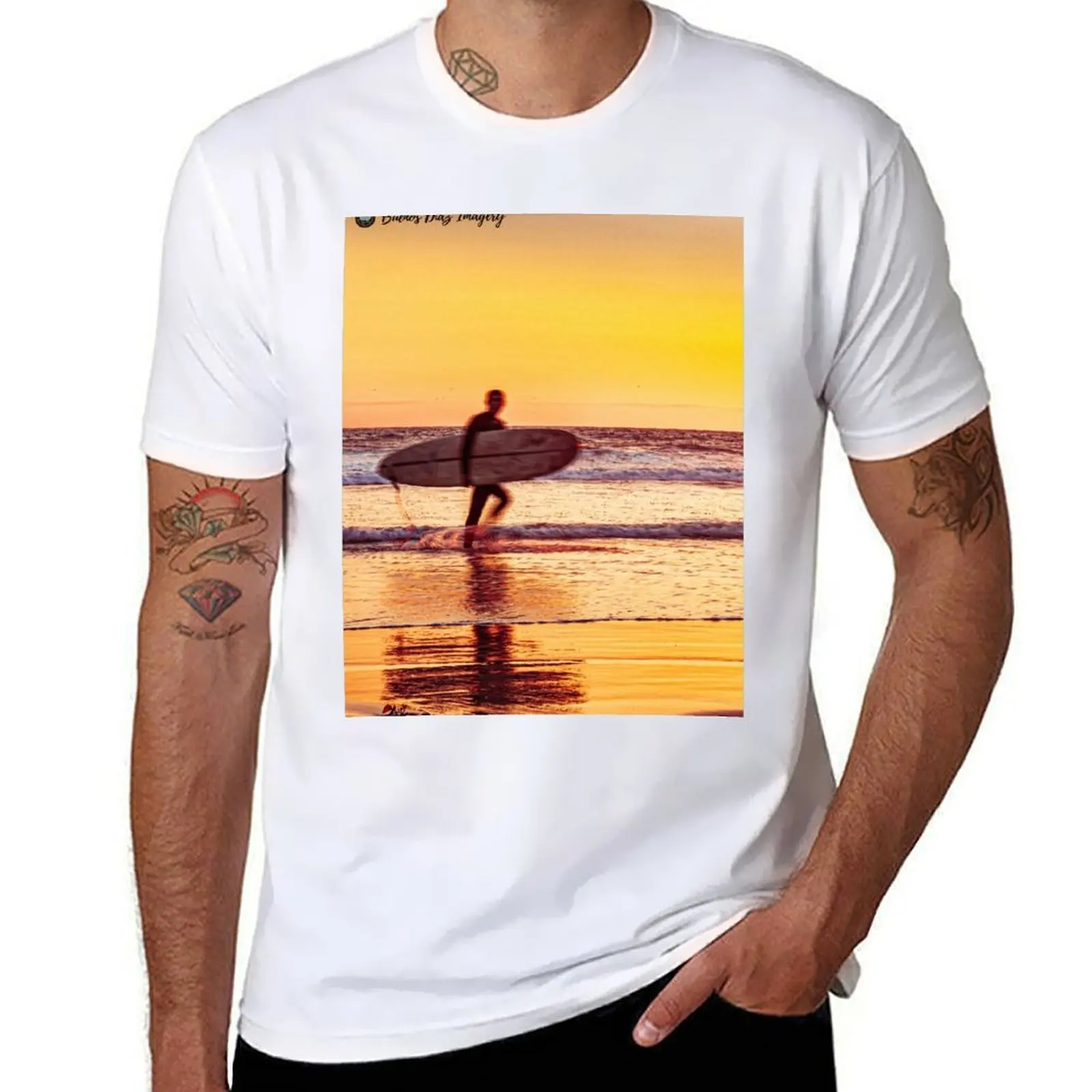 Puesta de sol algodón hombres alta calidad t camiseta surfista camisa de algodón hombre hombres camisa de lujo Vert 100% 100% camiseta marca