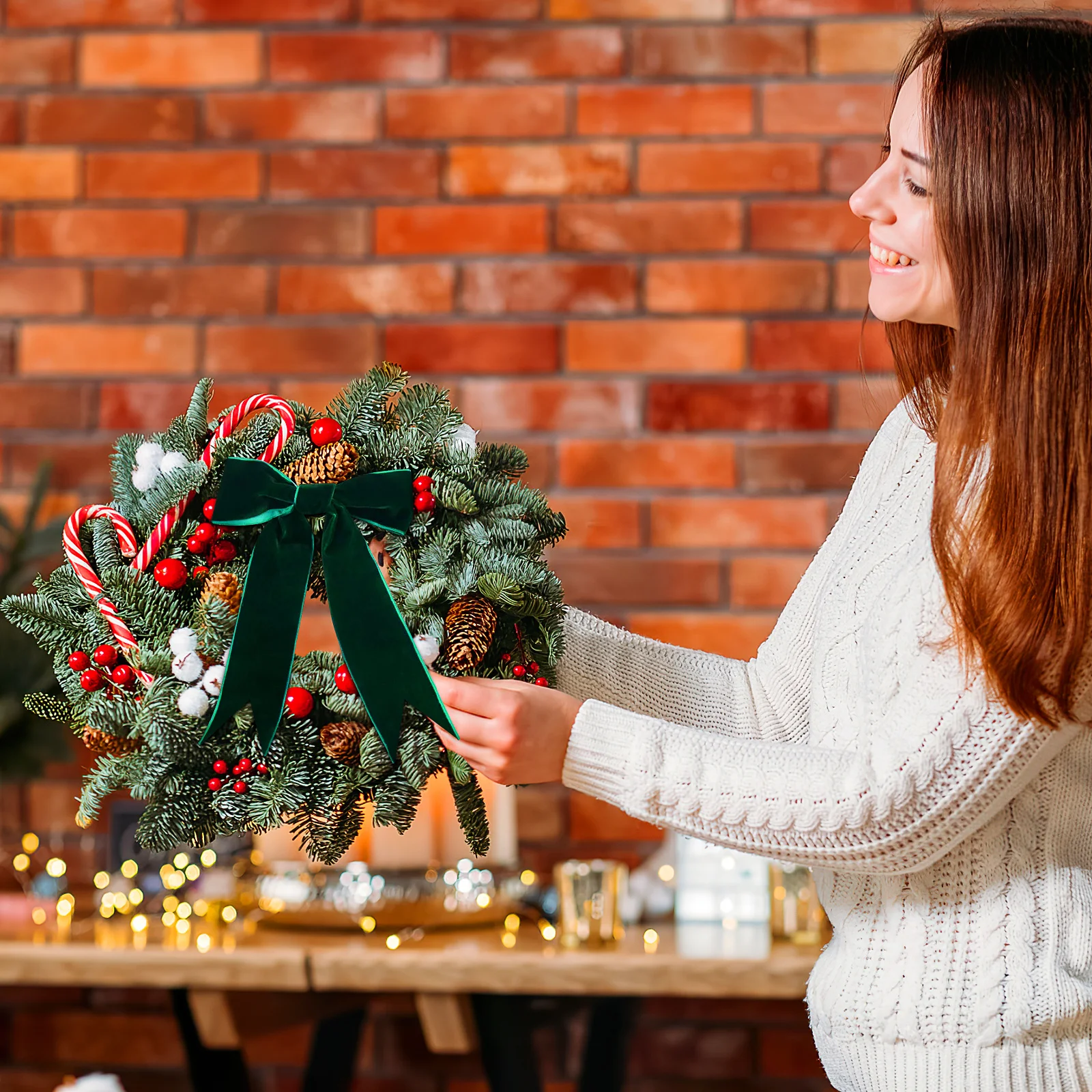 

1 Roll Plant Flocking Ribbon Dark Green Non Elastic Decorative Strap Clothes Accessories Gift Wrapping Band DIY Use Durable