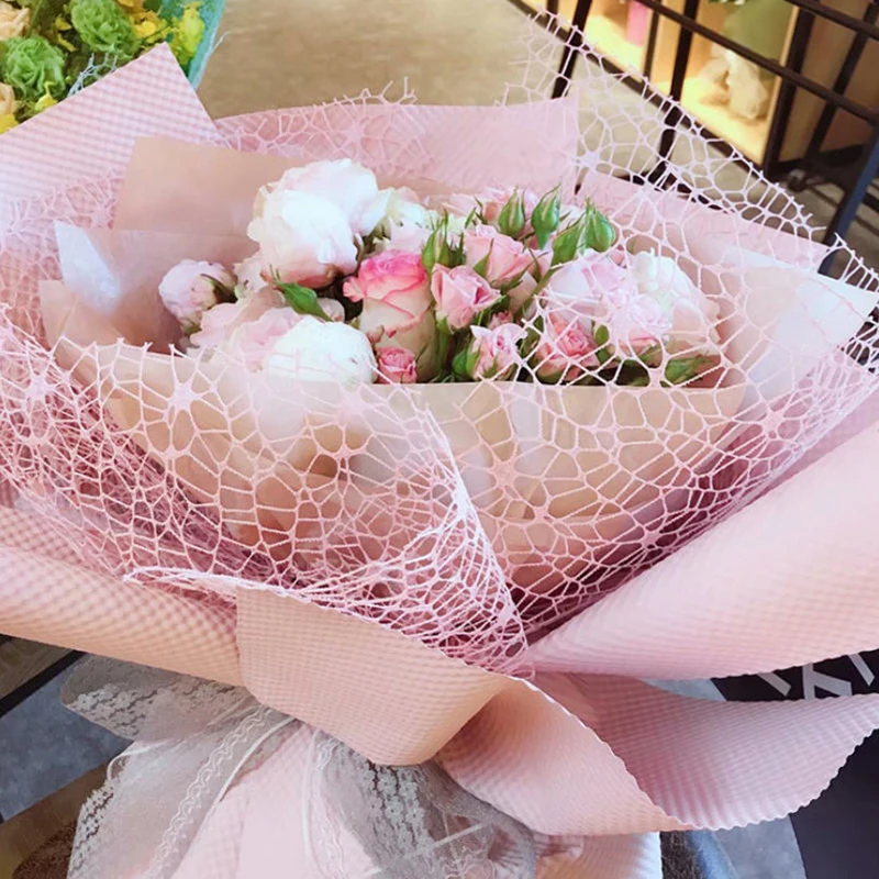 Flower Wrapping Mesh Paper Iregular Hollow Net Wrapper Floral Bouquet Paper Fresh Flower Florist Packaging Material