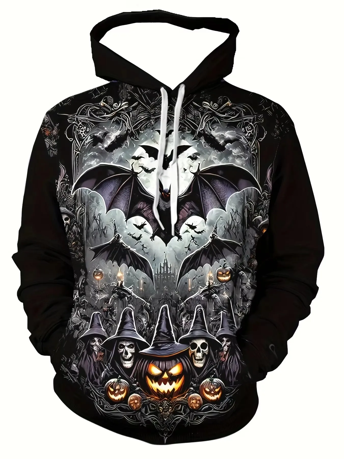 

2026 Men's Hooded Hoodies 3D Prints Halloween Theme Sweatshirt Drawstring Sportwear Long Sleeved Tops Casual Men's Clothing