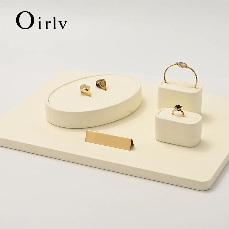 

Oirlv All-Beige Premium Jewelry Display Fixtures Luxury Necklace, Ring, and Bracelet Display Cabinets Jewelry Display Stands