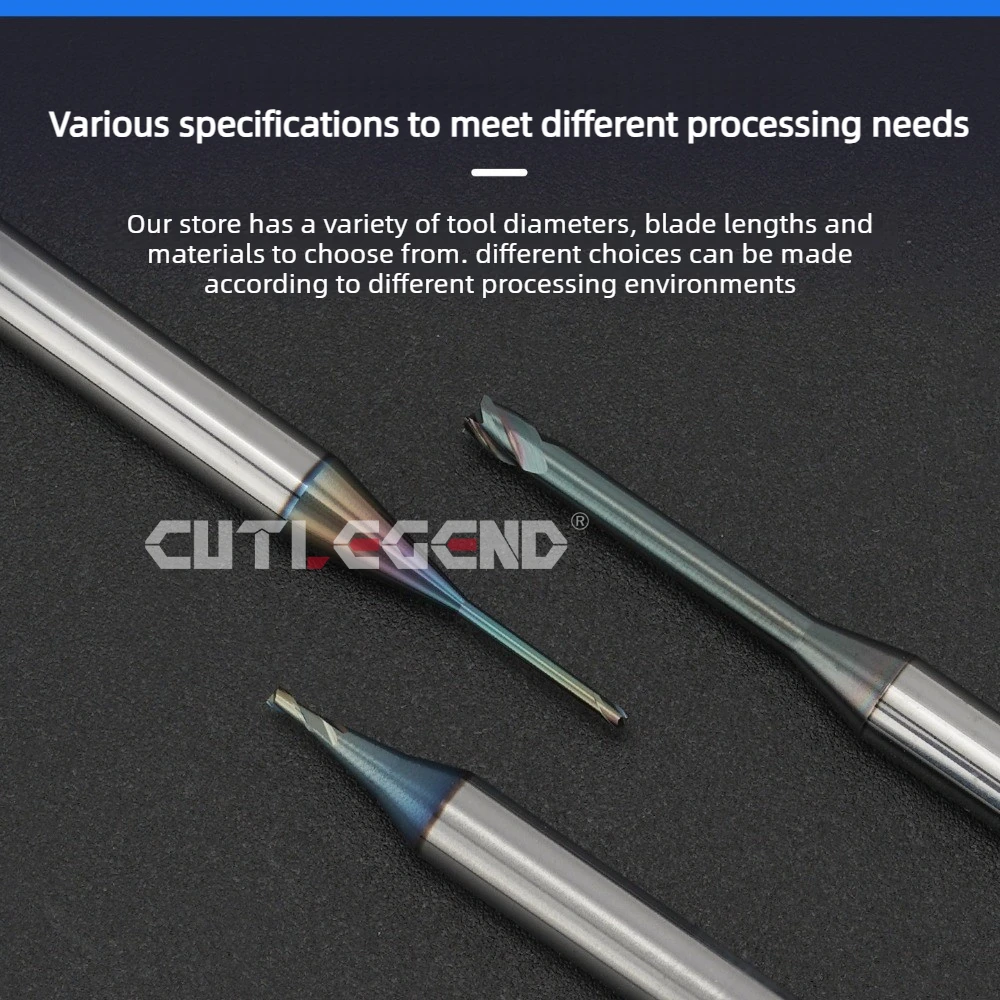 CUTLEGEND Vollhartmetall-Mikrofräser mit langem Hals 0,1mm~3mm CNC-Bearbeitungswerkzeug für Aluminium, Kupfer, Elektroden, Kunststoff und Nichtmetalle – Detail 6
