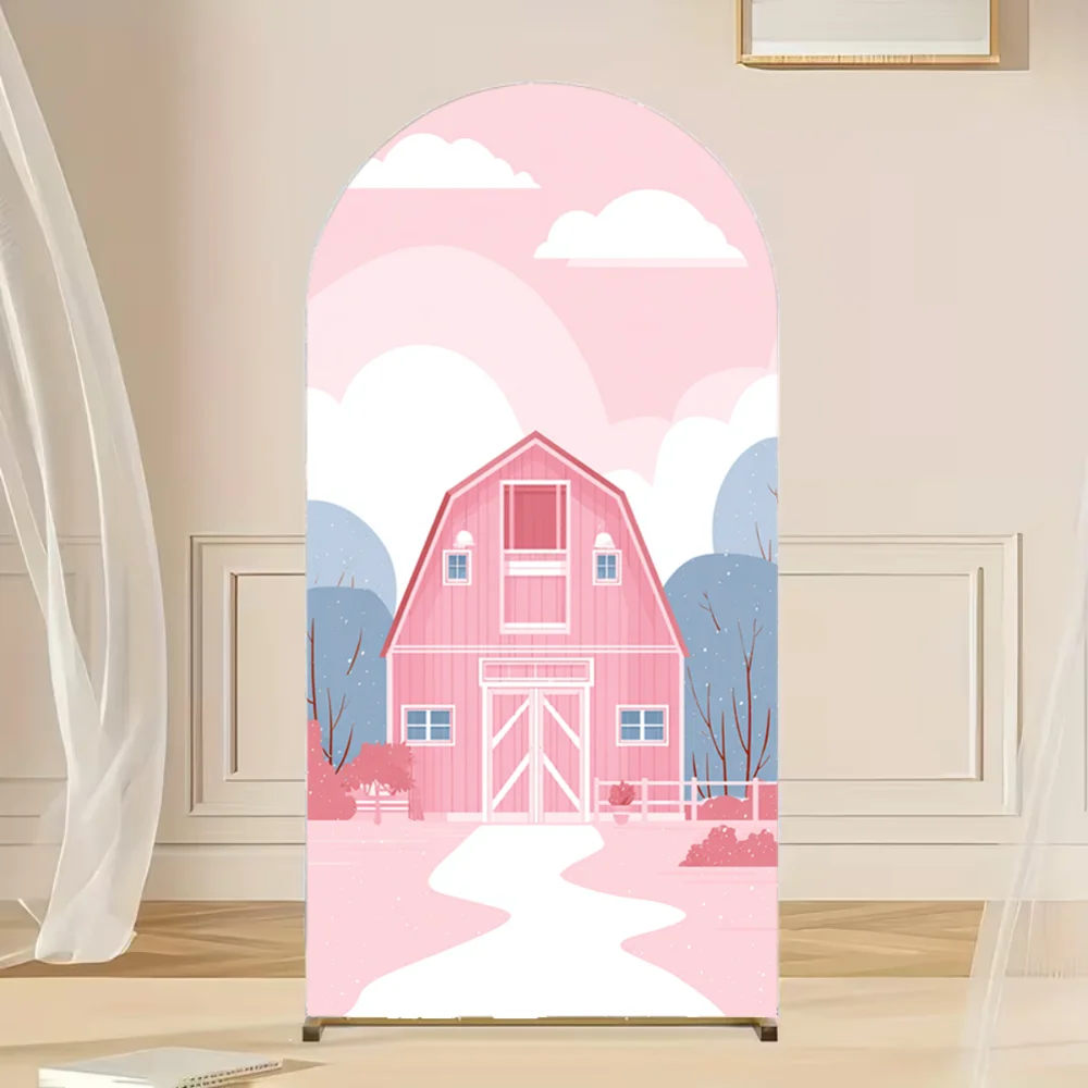 

Farm Theme Arch Backdrop 2-Sided Spandex Fabric Children Photography Birthday Party Family Gathering Cosy Cute Wind Decoration