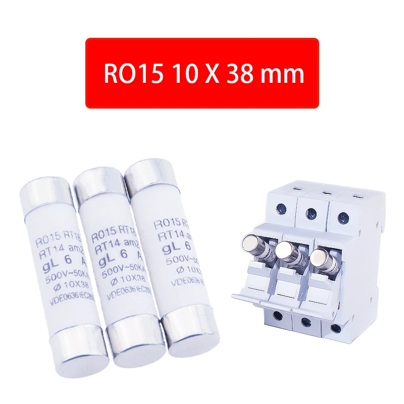 10*38 Fast Blow Ceramic Fuse 10x38mm Fuse 500V 1A 2A 3A 4A 5A 6A 8A 10A 16A 20A 25A 32A RO15 RT14 RT18