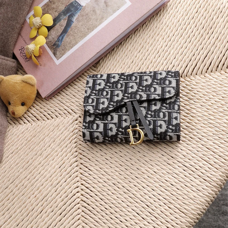 

2023 Letter Embroidery Short Wallet Brand Design Genuine Leather Women Wallets Excellent Alligator Cowhide Female Billfold Purse