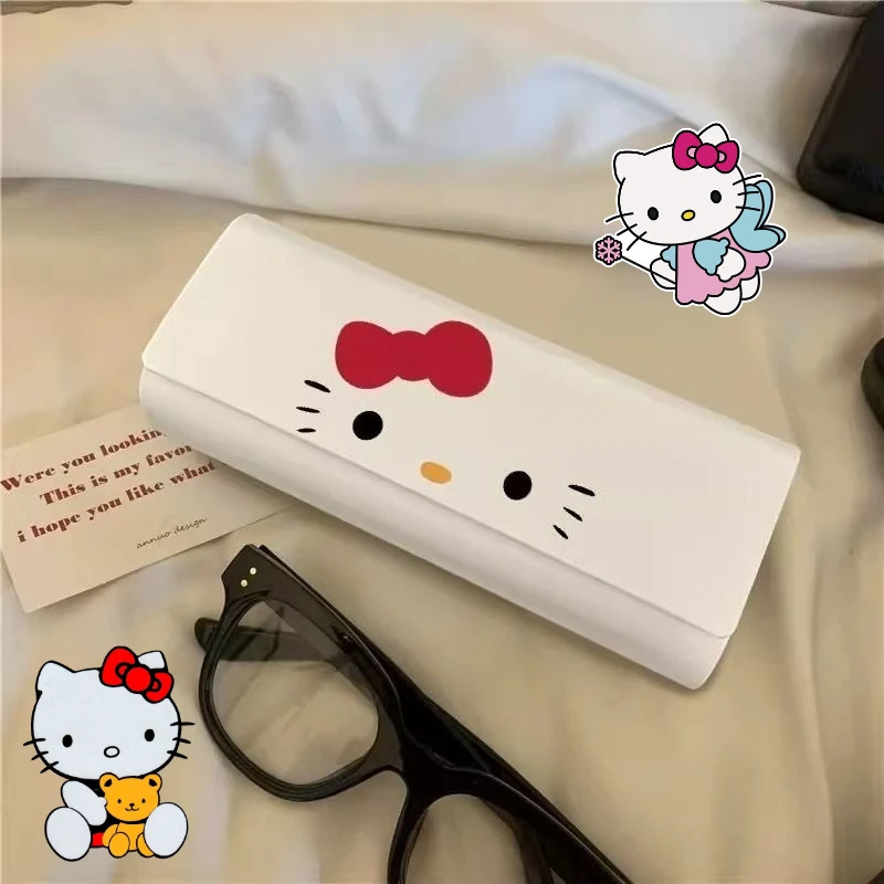 

Sanrio Hello Kitty Sunglasses Glasses Case Pressure-Resistant Magnetic Eye Case PU Leather Women's Reading Eyewear Protector Box
