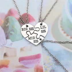 3 Pcs/set Heart Shaped Alphabet Stitching Pendant Necklace Halloween Valentine's Day Gifts Jewelry For Couples Women Sister