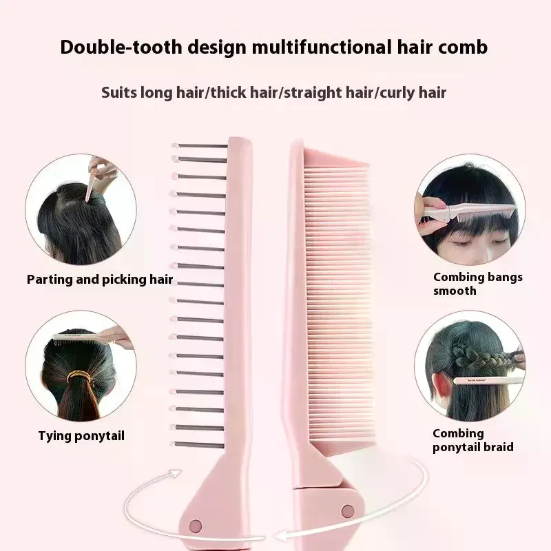 Dual Function Foldable Travel Comb Anti-Static Curly Hair Tool Soft Teeth Detangling Portable For Girls Hair Styling Supplies