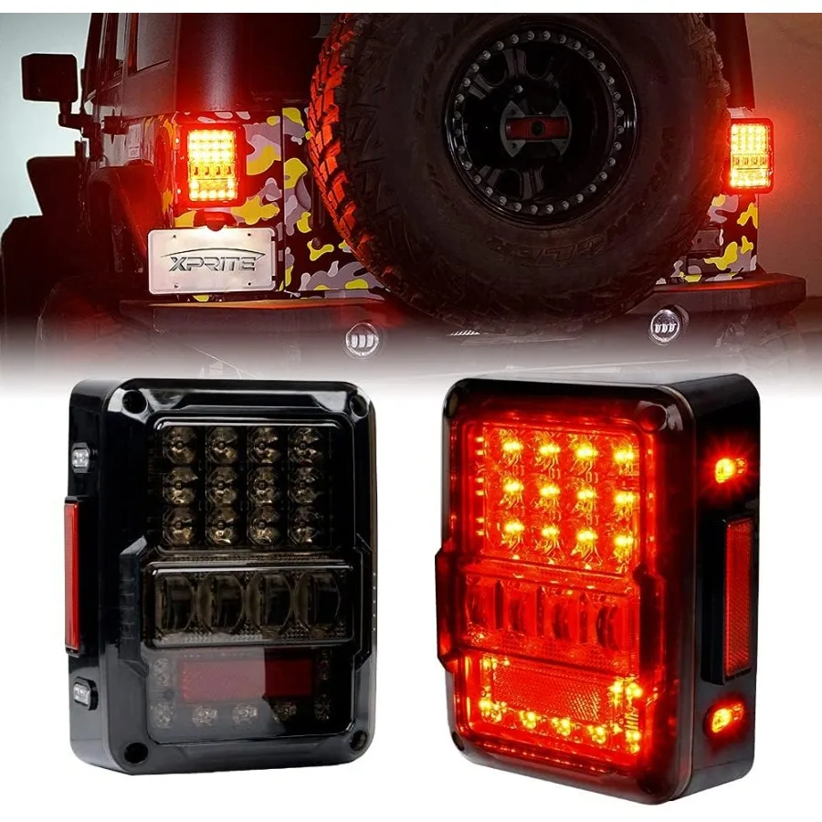 

4D Smoked LED Tail Lights for 20072018 Jeep Wrangler JK JKU with Plug Play Installation Builtin Resistors Enhanced Visibility f