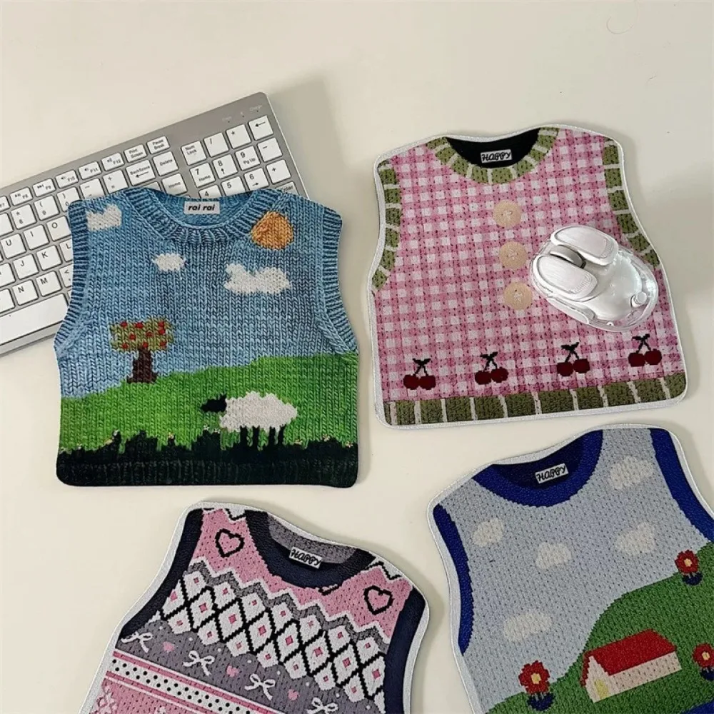 

Simulated Printing Knitted Sweater Mouse Pad Desk Anti-Slip Sweater Mouse Mat Cartoon Rubber Keyboard Mice Mat Typewriting Tools