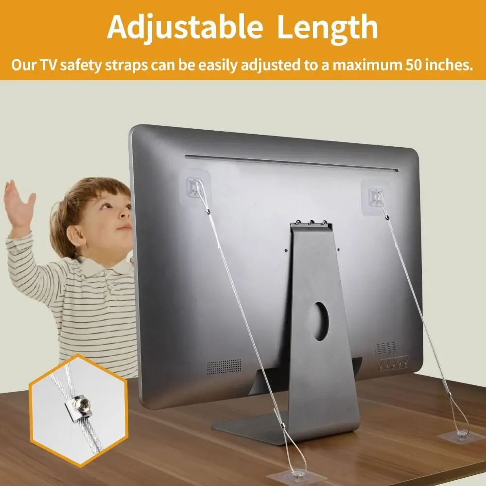 Anti-Tip TV Safety Strap Premium Adjustable Anti-Tip Furniture Fastening Kit Secure Easy Install