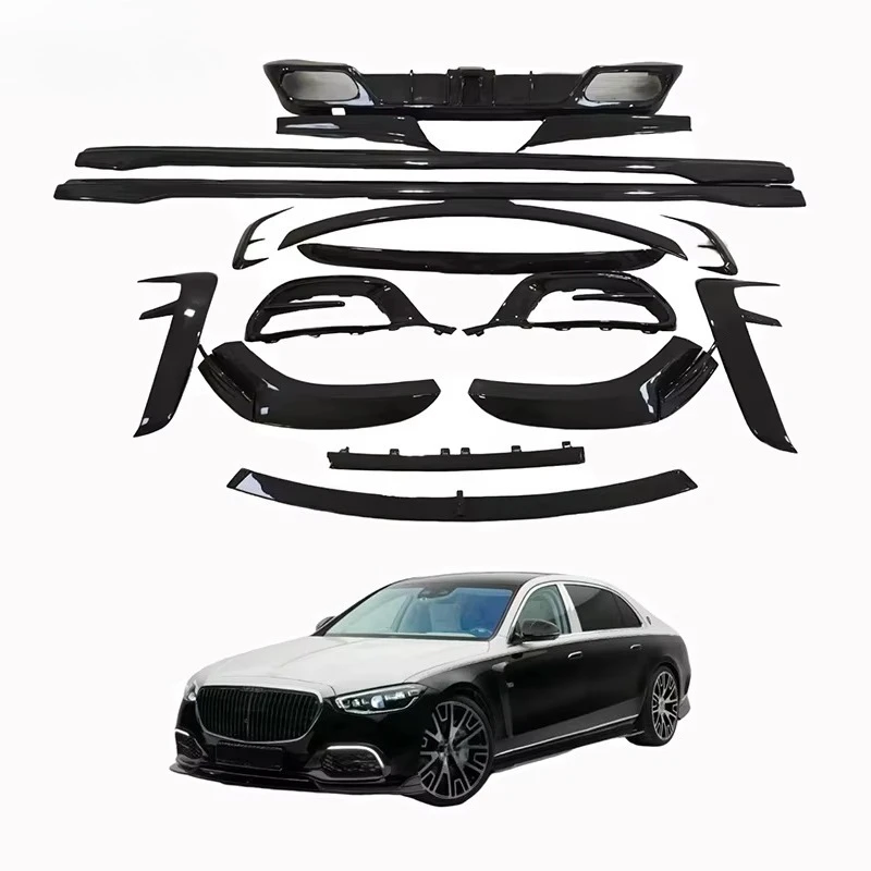 

Suitable for Mercedes-S-Class W223 S480 580 680 Carbon Fiber Modified Front Lip Spoiler Side Skirts