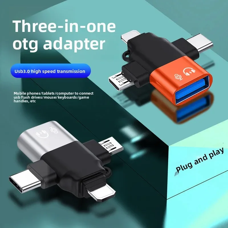3 in 1 OTG Adapter USB3.0 to Micro USB/Type C/Lightning Converter For iphone Xiaomi Samsung Mouse Keyboard U Flash drive