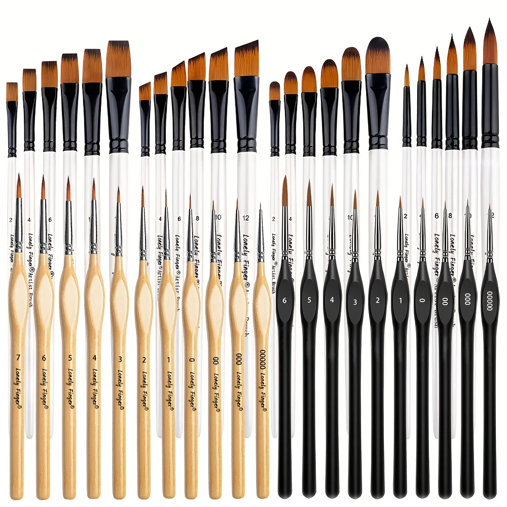 45pcs Fine Detail Artist Paint Brush Set - Premium Wooden Handles & Nylon Bristles, Various Shapes Brush Tips for Painting