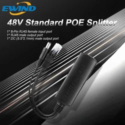 EWIND POE Splitter 10/100M IEEE802.3af/at PoE Input Voltage 44-57V Output DC 12V 2A for IP Camera Wireless AP or Non-POE Device