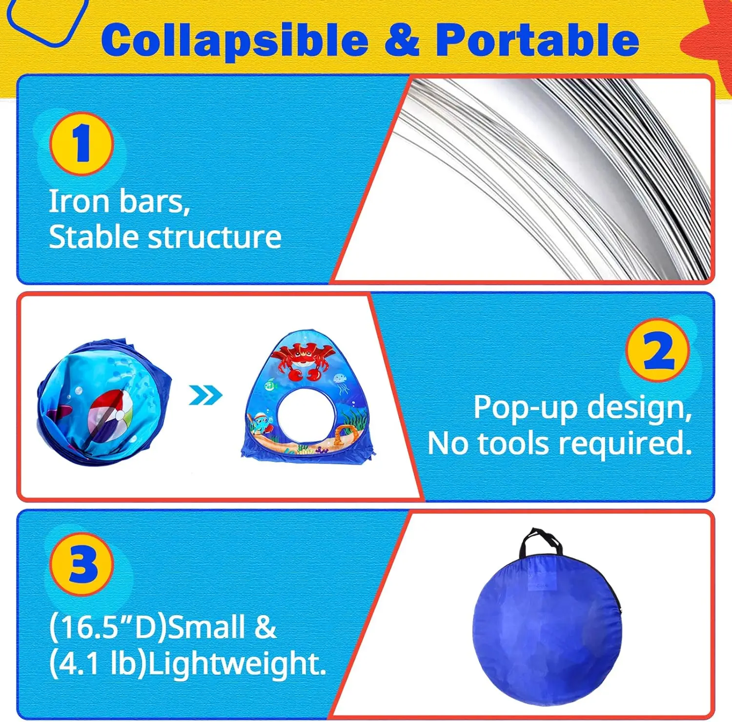 Poissons à balles pour enfants, 3 pièces, avec tente de jeu pour enfants, Tunnel pour bébés, maison de jeu intérieure/extérieure Pop-Up pour enfants, jouet pour garçons