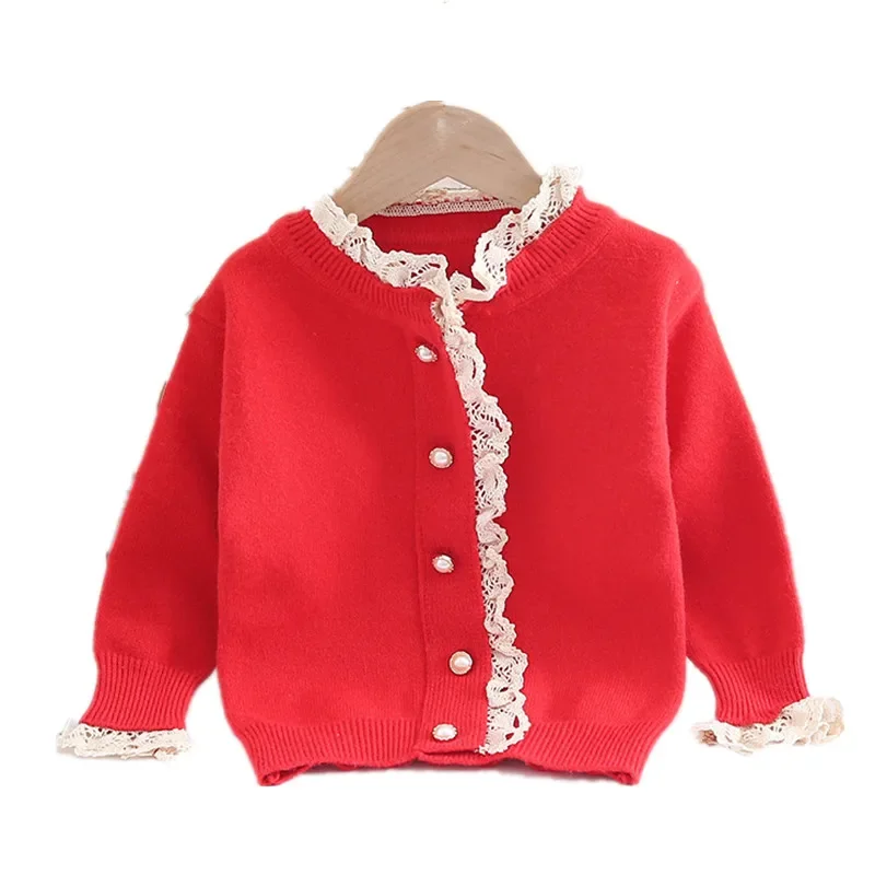 Girls Knitted Jackets Spring Autumn Children Woolen Coats Clothes For 1 2 3 4 5 6 Years Old Kids Cardigan Sweater Baby Tops 2023