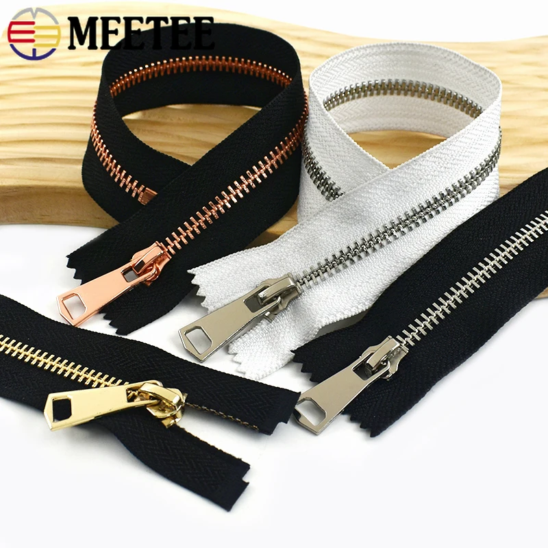 

1/2Pcs 15-80cm 5# Metal Zippers Open/Close-End Auto Lock Zipper for Sewing Bags Garment Closure Zips Repair Kit DIY Accessories