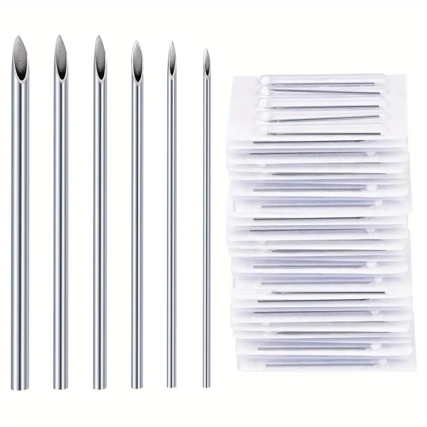 Classic 35-70Pcs Body Piercing Set 316L Stainless Steel Mixed Gauges 12G-20G Single-Use Needles for Ear Nose Lip Piercings
