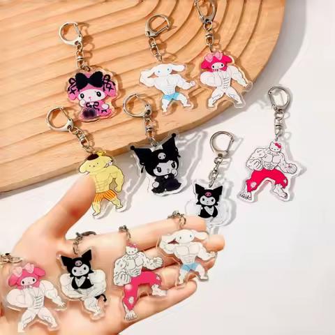 1/5pcs Hello Kittyes Kuromi Cinnamoroll Acrylic Keychains - Cute Cartoon Keychain Pendants Funny fitness styling