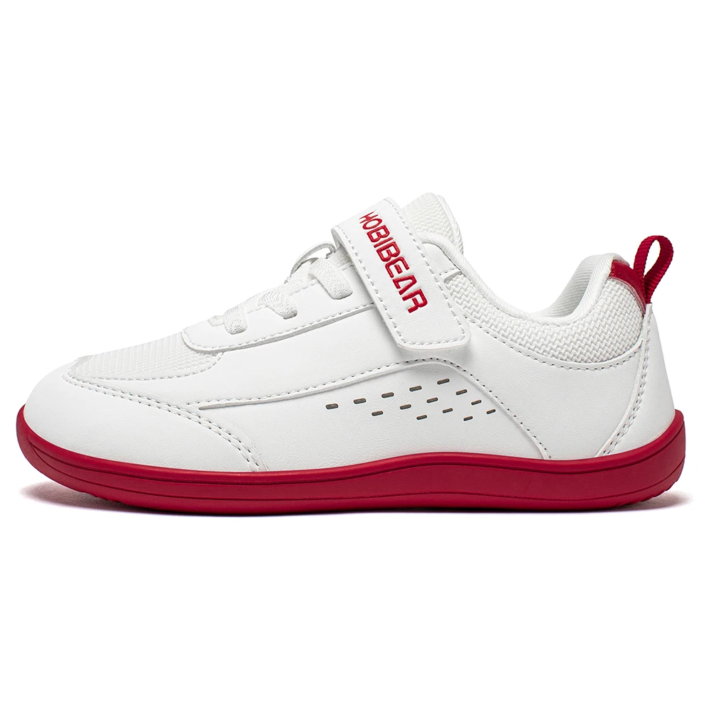 أحذية HOBIBEAR للأطفال ذات المقدمة الواسعة للأطفال الكبار حافي القدمين وحلقة ربط بسيطة أحذية رياضية من الجلد الاصطناعي الشبكي