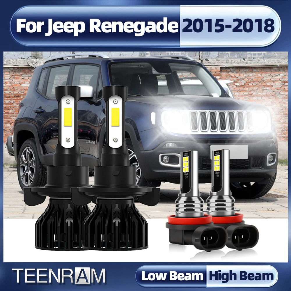 20000LM Canbus LED Żarówki samochodowe H13 Zestaw reflektorów H11 Automatyczne światła przeciwmgielne 6000K Białe Do Jeep Renegade 2015 2016 2017 2018