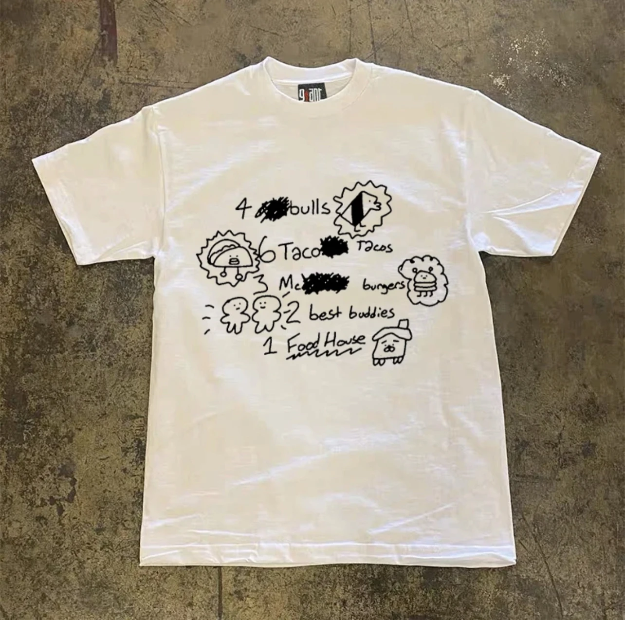 ヘビーウェイト-ピュアコットン-半袖-tシャツ-グラフィティ-デスクリプション-香港スタイル-ユニセックス-カップルシャツ-xiaochen-s-multi