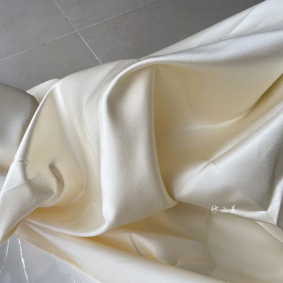 New champagne colored white satin fabric sewn wedding dress evening gown doll clothes accessories fabric stiff satin fabric