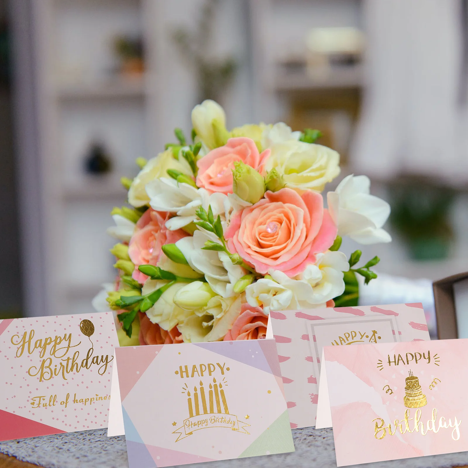 

40 Pcs Birthday Card Happy Greeting Cards with Envelope for Bouquet Women Floral and