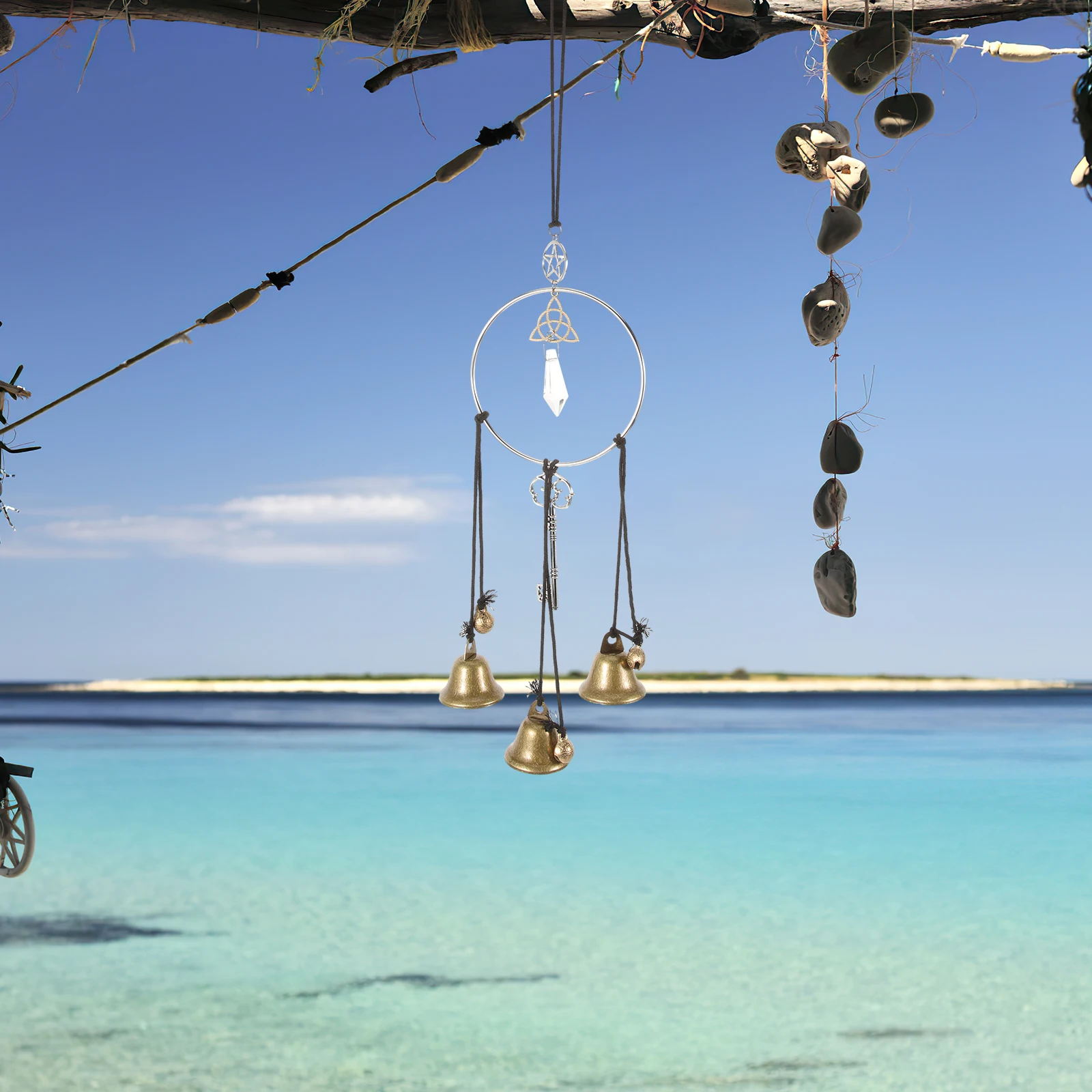 

Witch Bell Wind Chime Protective Hanging Decor Mysterious Ancient Design Durable Metal Home Garden Door Car Ornament