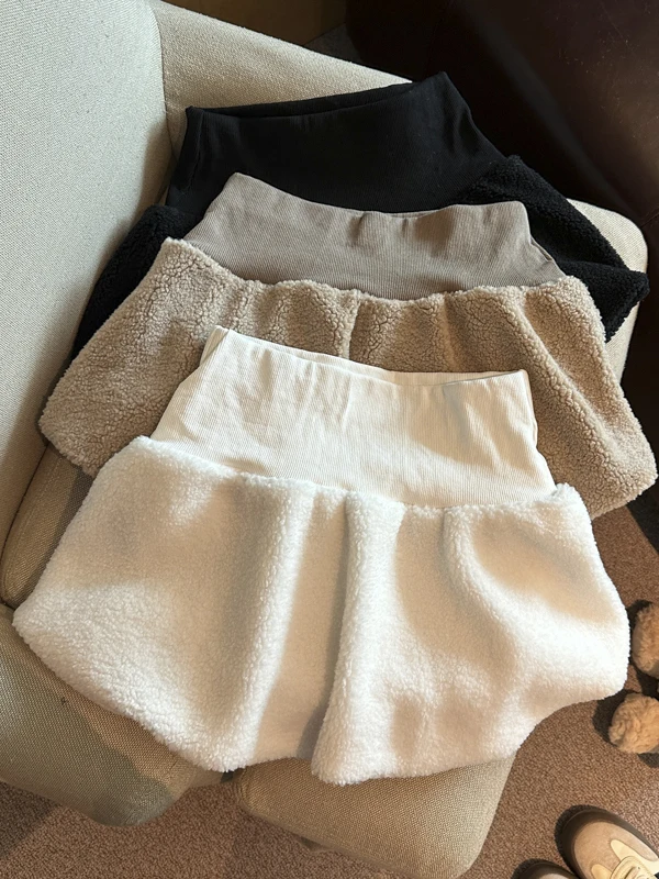 

Женская юбка-брюки из овечьей шерсти цвета хаки, осенне-зимняя, с высокой талией, А-силуэт, с цветочным узором, пышная, пушистая