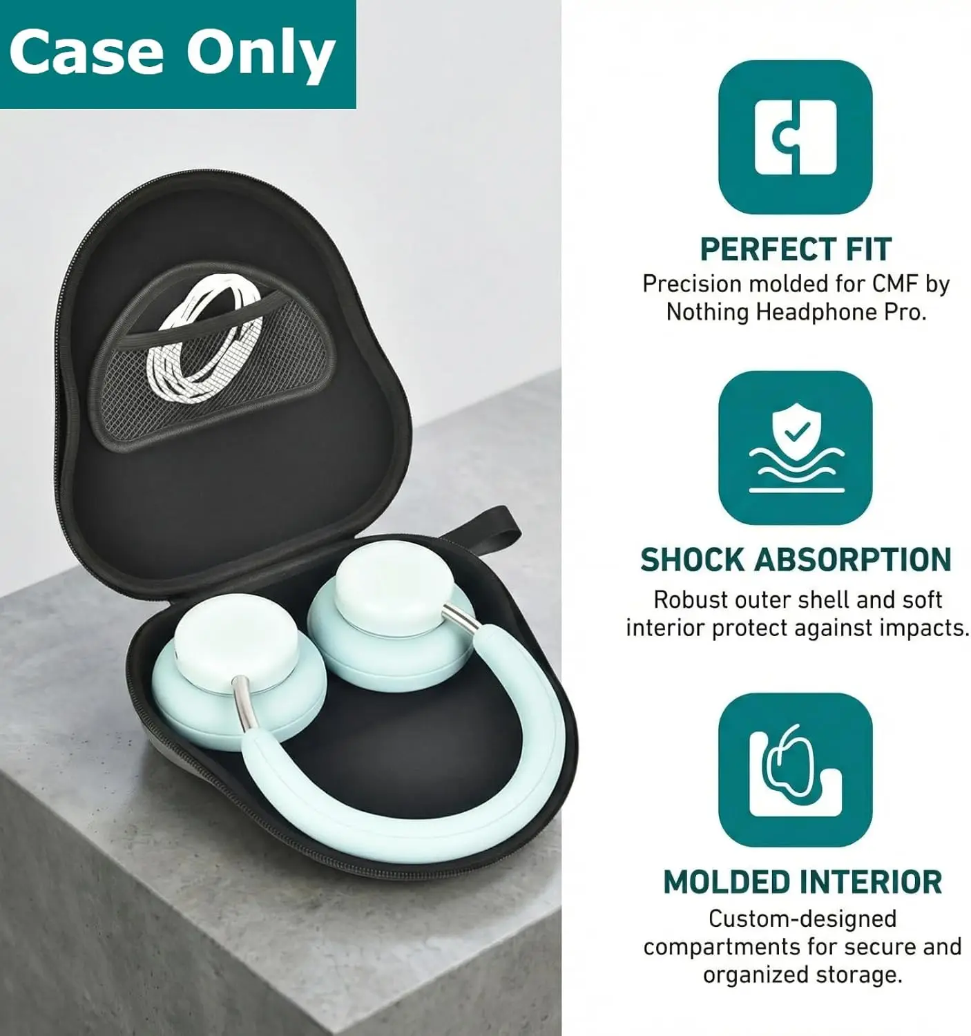 （CASE ONLY)Headphone Case for CMF by Nothing Headphone Pro Active Noise Canceling Wireless Headphones Protective Hard Shell Trav