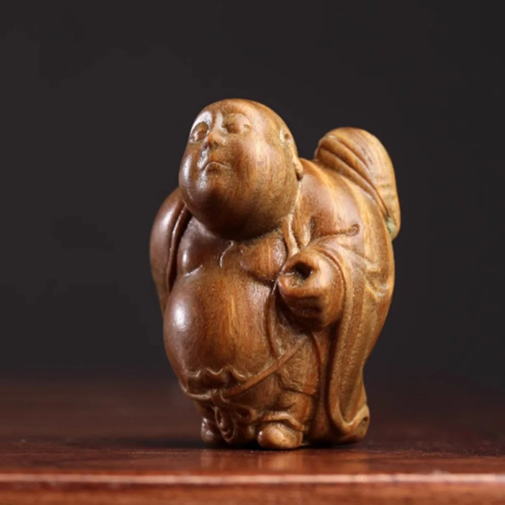 JW165- 5.4 CM Lovely Hippo Green Sandalwood Sculpture Animal Figurine Decoration Craft Gift Miniatur Ornaments