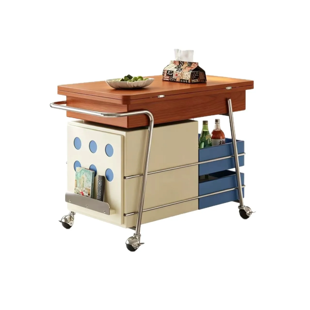 HYS folding side table tea table small apartment lift sofa side cabinet living room movable cart coffee table