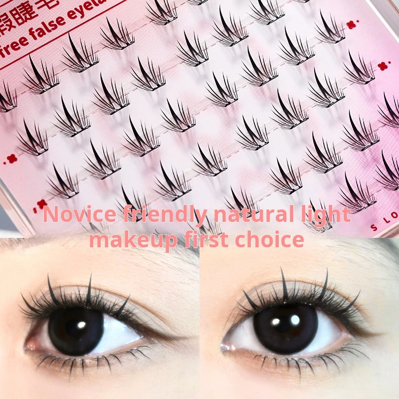 자체 접착 가짜 속눈썹 클러스터 확장 부드러운 얇은 속눈썹 은은한 메이크업을 위한 보이지 않는 밴드 간편한 적용