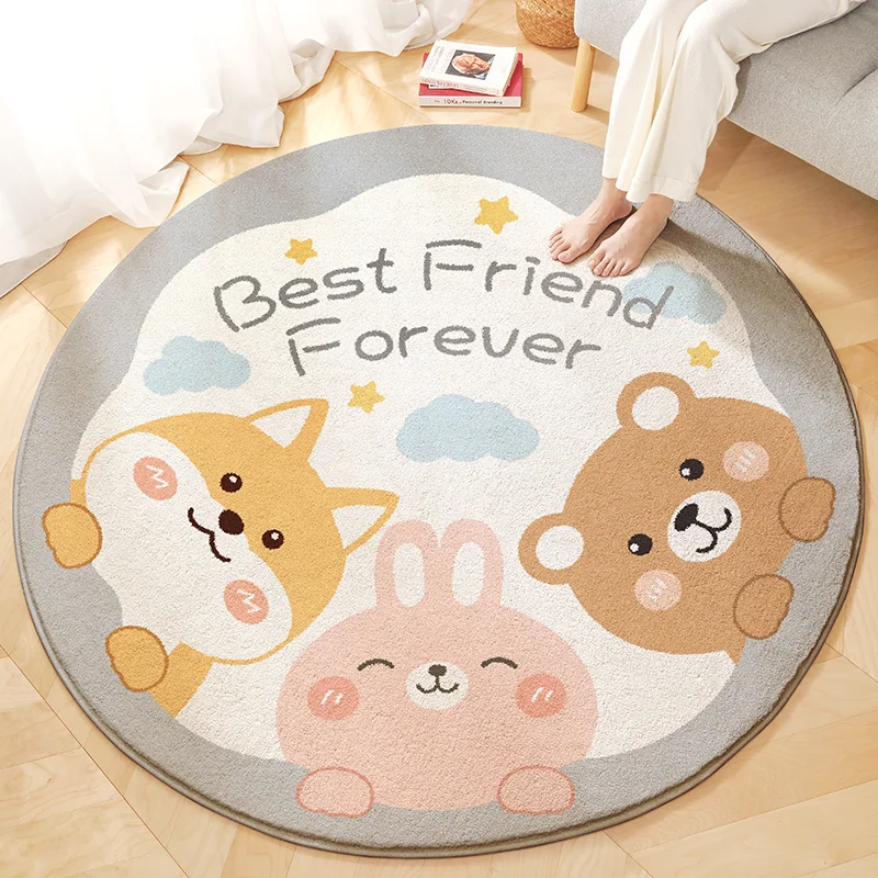 Round Cartoon Lamb Wool Carpet, Living Room Study Bedroom Decor Rug, Soft Skin-Friendly, Warm & Insulated, Non-Slip Backing