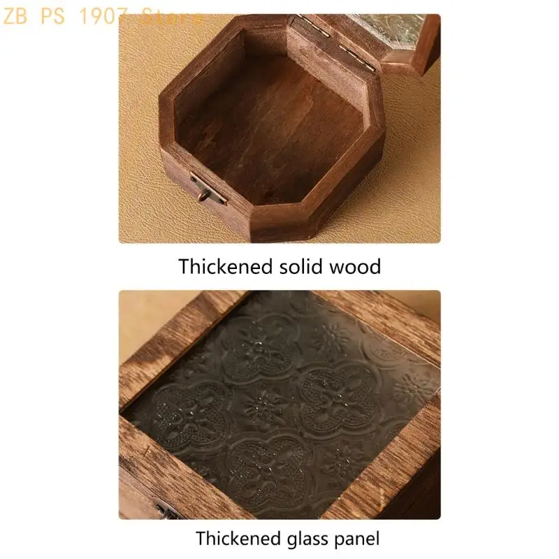 

Организатор ювелирных изделий из элегантной бегонии со стеклянной крышкой и деревянной рамкой