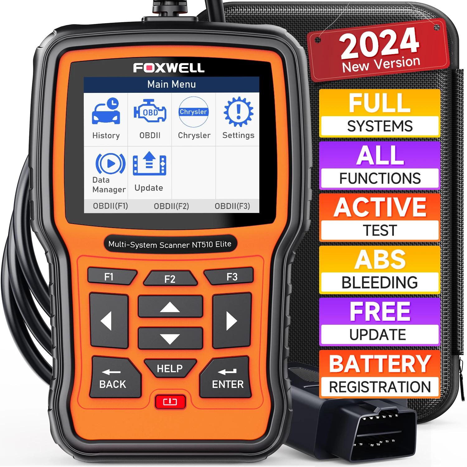 2024 FOXWELL for Chrysler NT510 Elite Wireless OBD2 Scanner All System Bi-Directional Diagnostic Tools Oil Reset EPB SAS TPMS