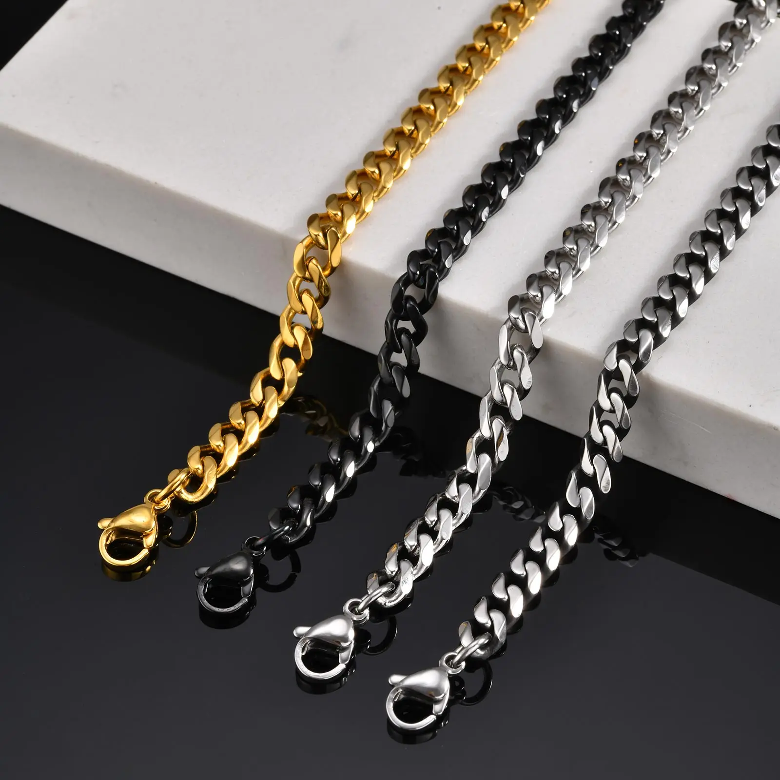 Vintage Punk Chain Necklace for Men Women,3/5/7mm Stainless Steel Cuban Chain Collars,Classic Metal Jewelry Gift for Him image 6