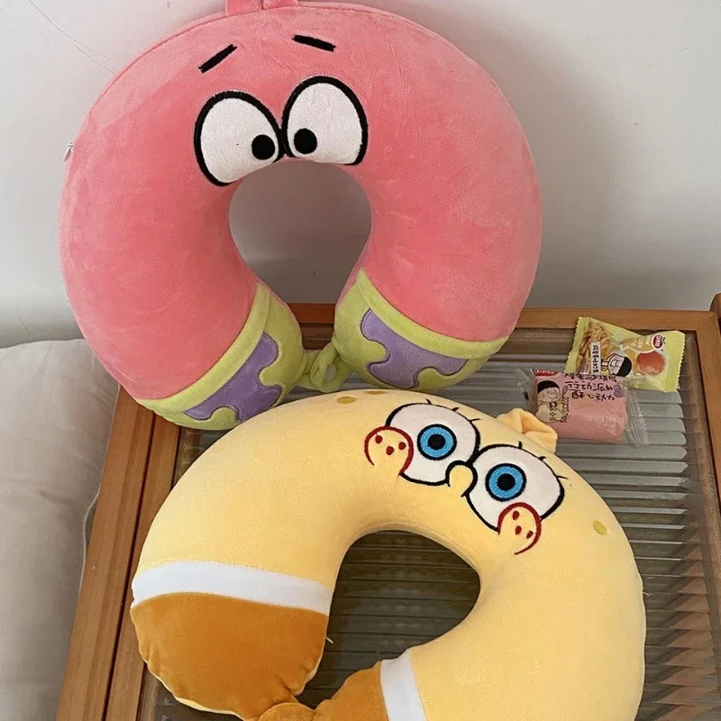 SpongeBobs 2 Colors Patrick Star Cosplay Comfortable Neck Pillows Memory Foam U-Shaped Pillow Soft Airplane Travel Pillow