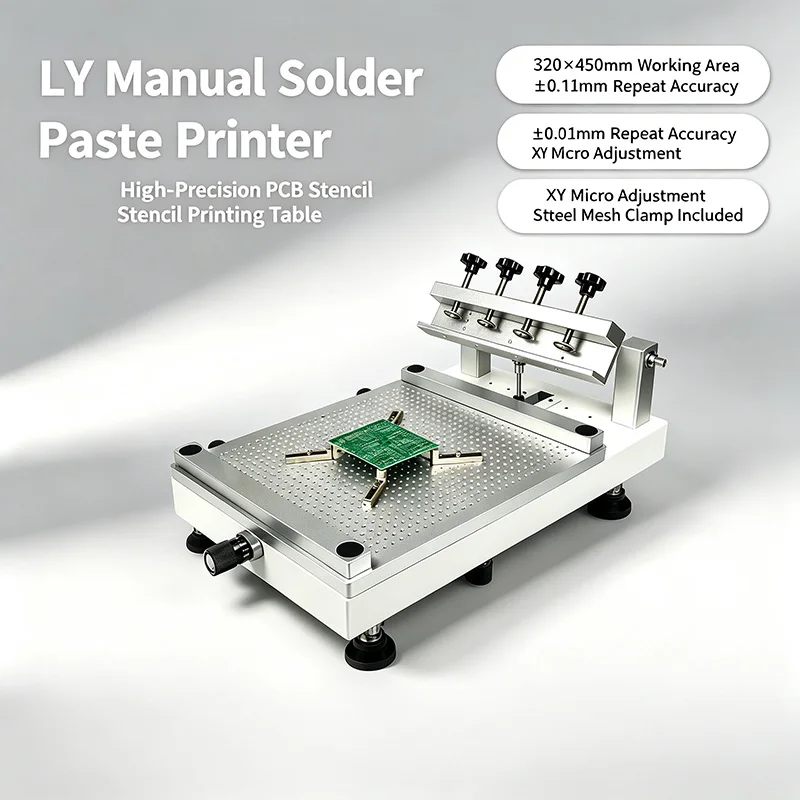 LYBGA Manual Silkscreen Printing Platform Red Glue Solder Paste Printer for Oil Pressure Chip Repair Max Size 280x400mm