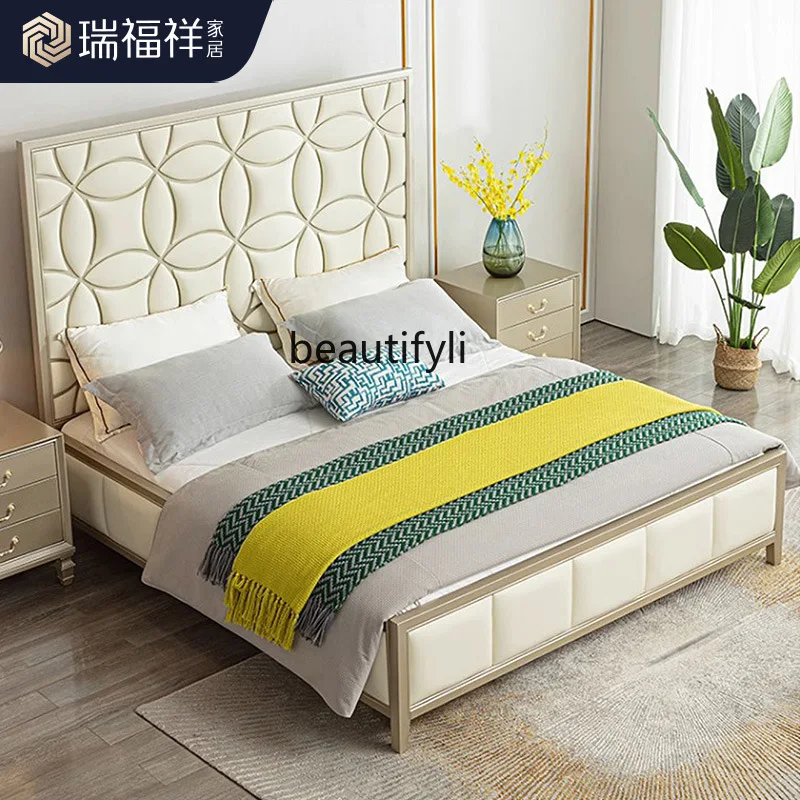 

American light luxury solid wood bed modern simple home master bedroom double European bed wedding bed