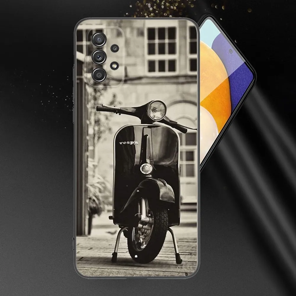 V-VespaS Scooter Phone Case For Samsung Galaxy A13,A21s,A22,A31,A32,A52,A53,A71,A80,A91 Soft Black Phone Cover image 6