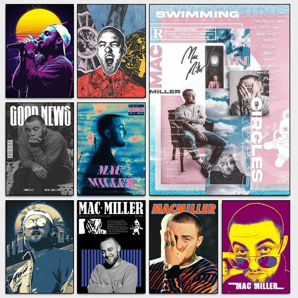 Hot Rapper Mac Miller and Album Series Poster Print Canvas Pictures Home for Living Room Bedroom Wall Decor Frameless Painting