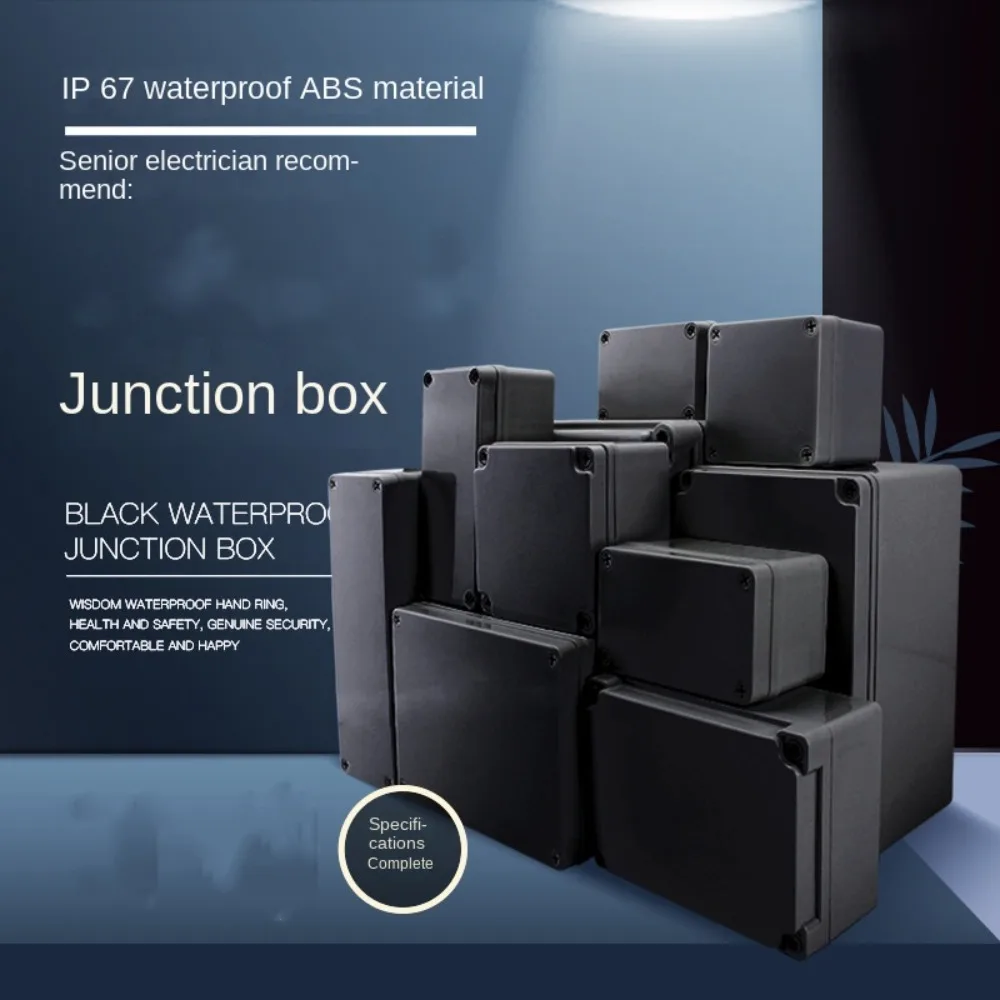 Black Box Outdoor Waterproof Case Plastic Box Electronic Project Case Instrument Waterproof Junction Box Housing New